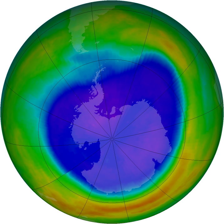 Antarctic ozone map for 16 September 2003